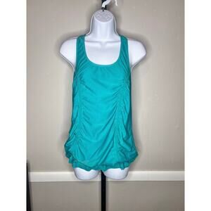 Lululemon I Just Wanna Run Lagoon Blue Ruched Athletic Tank Top Women’s Size 8